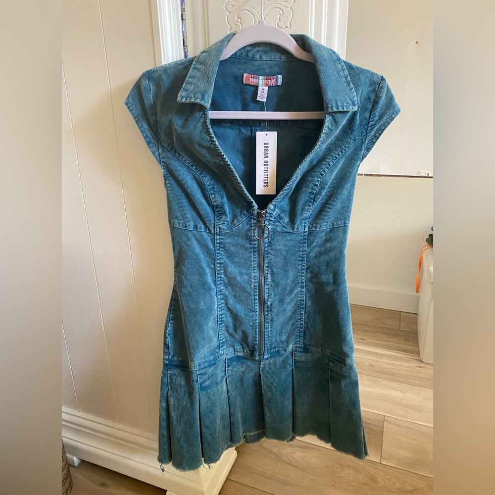 UO Jazzy Corduroy Mini Dress - Blue